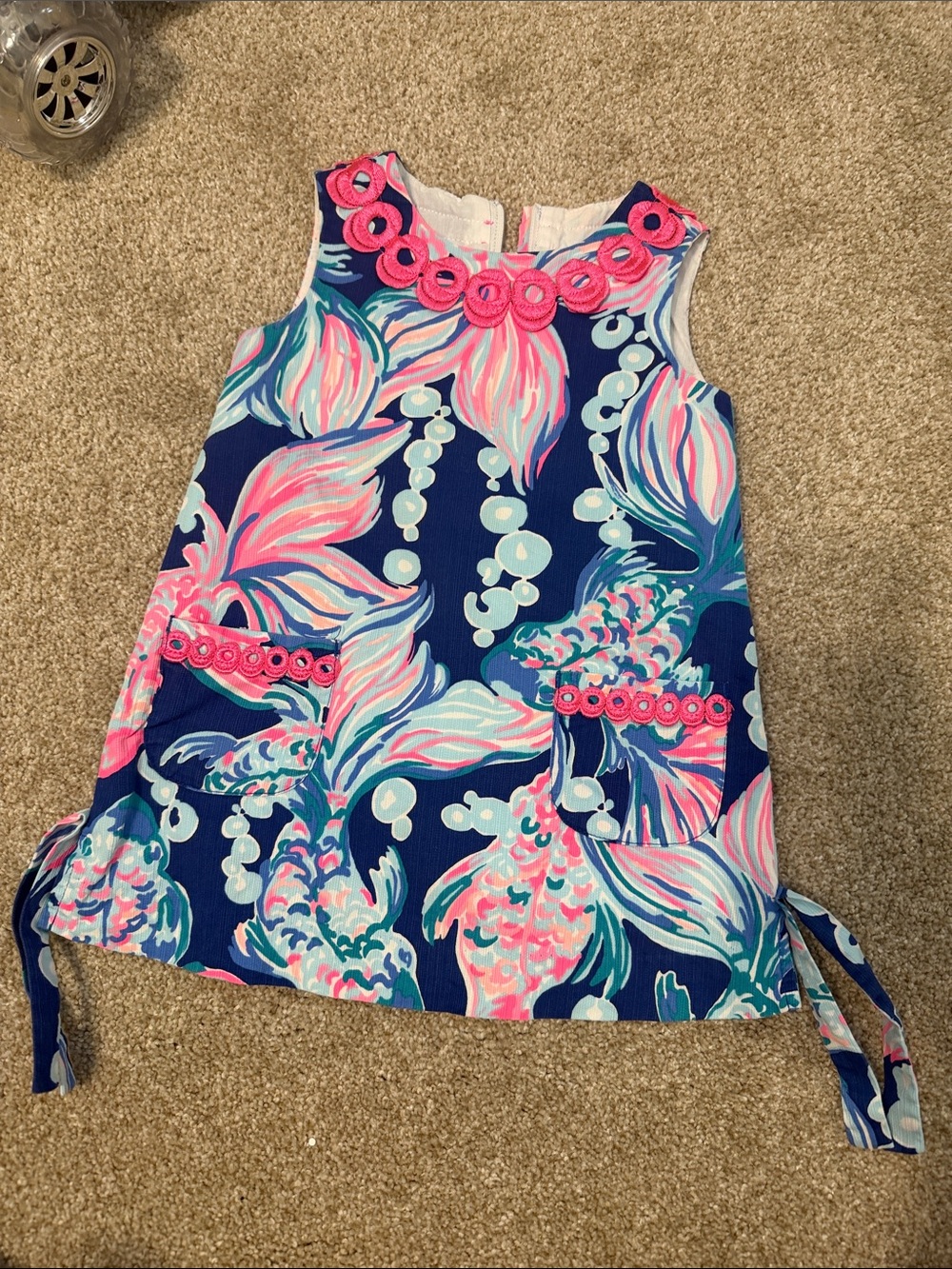 Lilly Pulitzer Navy Floral Dress with Pink & Teal Accents